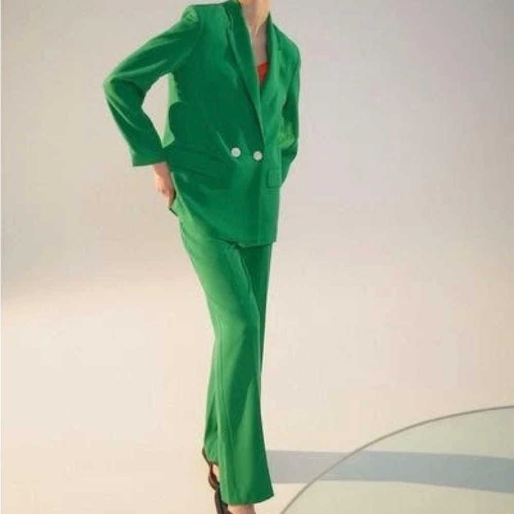 Zara Emerald Green Double-Breasted Blazer & Pants Set - Picture 12 of 14